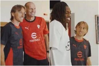 Modric, primo giorno al Milan: saluta Allegri e parla con Leao