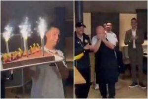 Sorpresa Ronaldo, porta una torta al… cuoco dell’Al Nassr