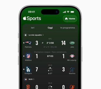 Apple Sports arriva in Italia: risultati in tempo reale su calcio e non solo