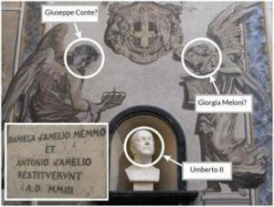 Angelo con volto Meloni, la ‘pista’ di Umberto II e dei gioielli della corona