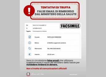 Email truffa su rimborsi, l’alert del ministero della Salute: “Non cliccare su link”