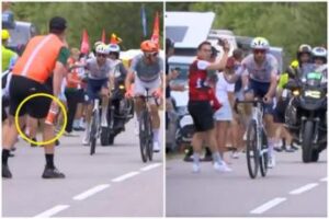 Tour de France, non gli passa borraccia e ciclista si infuria ﻿